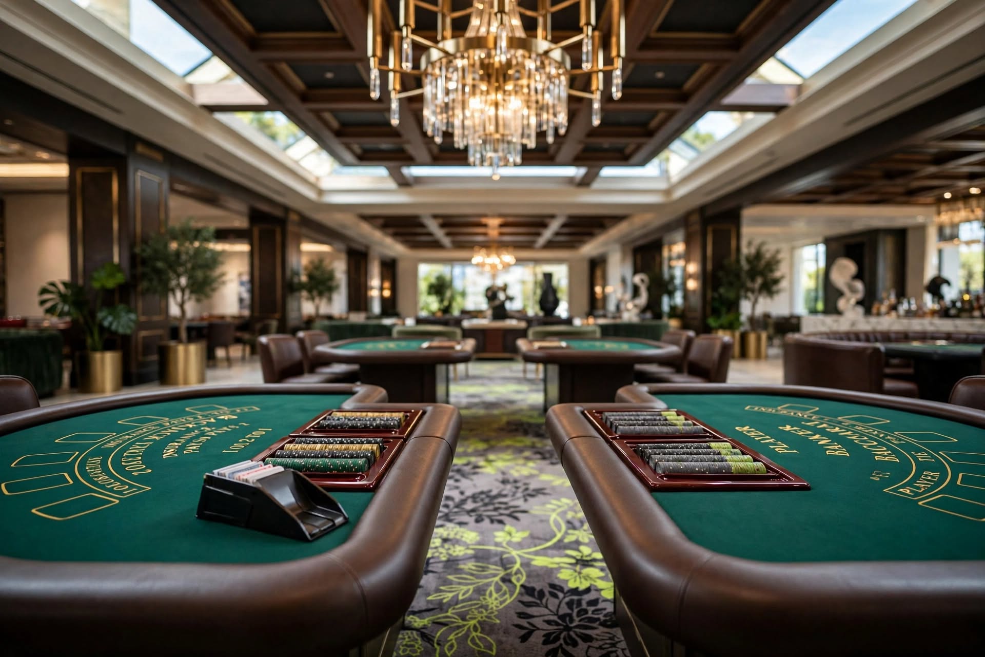 Baccarat scorecards and dealt cards on a green felt table